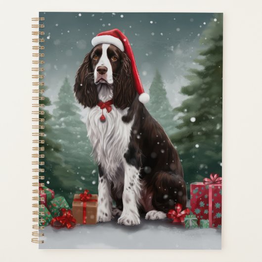 Springer Spaniël Hond in Sneeuw Kerstmis Planner (Voorkant)