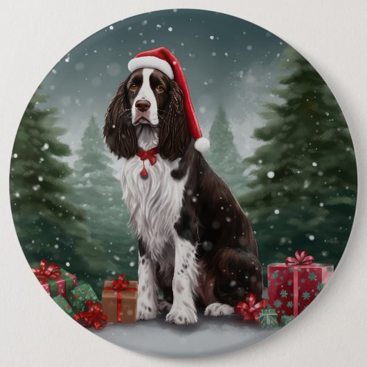 Springer Spaniël Hond in Sneeuw Kerstmis Ronde Button 6,0 Cm (Voorkant)