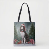 Springer Spaniël Hond in Sneeuw Kerstmis Tote Bag (Voorkant)