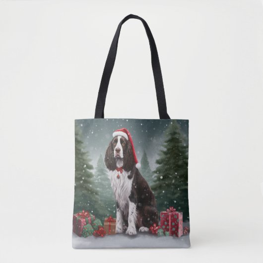 Springer Spaniël Hond in Sneeuw Kerstmis Tote Bag (Voorkant)