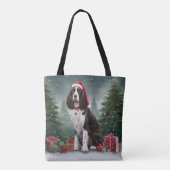 Springer Spaniël Hond in Sneeuw Kerstmis Tote Bag (Achterkant)