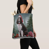 Springer Spaniël Hond in Sneeuw Kerstmis Tote Bag (Dichtbij)