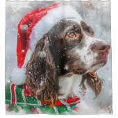 Springer Spaniel Hond Kerst Feestelijk Douchegordijn (Voorkant)