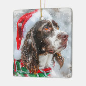 Springer Spaniel Hond Kerst Feestelijk Keramisch Ornament (Links)