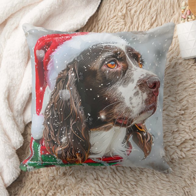 Springer Spaniel Hond Kerst Feestelijk Kussen (Deken)