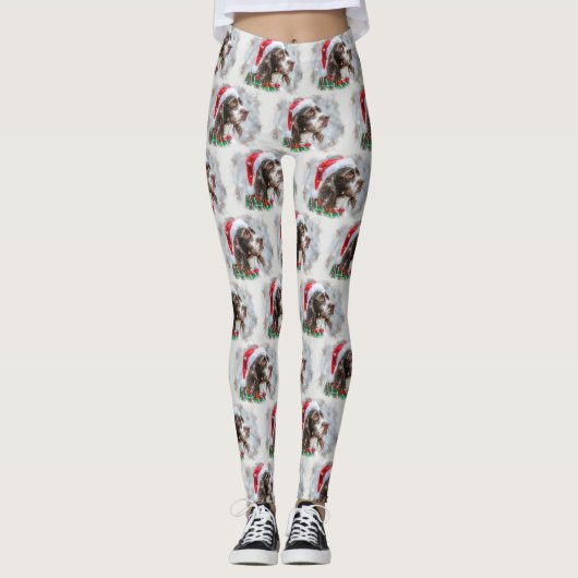 Springer Spaniel Hond Kerst Feestelijk Leggings (Voorkant)