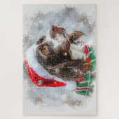 Springer Spaniel Hond Kerst Feestelijk Legpuzzel (Verticaal)