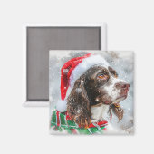 Springer Spaniel Hond Kerst Feestelijk Magneet (Voorkant / Achterkant)