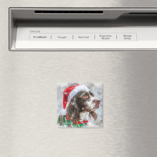 Springer Spaniel Hond Kerst Feestelijk Magneet (Insitu (Vaatwasser))