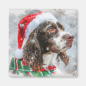 Springer Spaniel Hond Kerst Feestelijk Magneet (Voorkant)