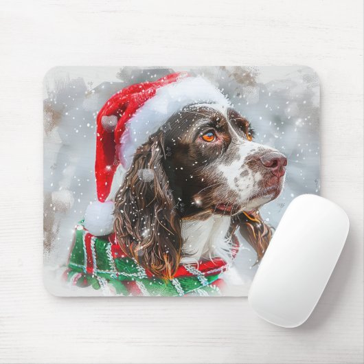 Springer Spaniel Hond Kerst Feestelijk Muismat (Met muis)