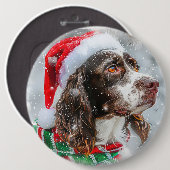 Springer Spaniel Hond Kerst Feestelijk Ronde Button 6,0 Cm (Voorkant /achterkant)