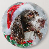 Springer Spaniel Hond Kerst Feestelijk Ronde Button 6,0 Cm (Voorkant)