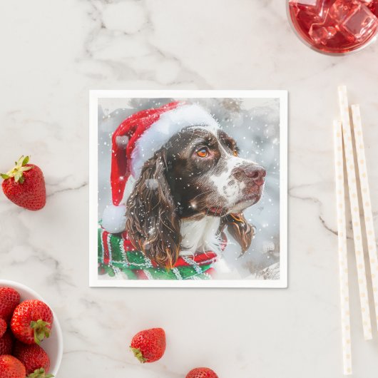 Springer Spaniel Hond Kerst Feestelijk Servet (Insitu)