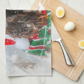 Springer Spaniel Hond Kerst Feestelijk Theedoek (Quarter Fold)