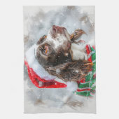 Springer Spaniel Hond Kerst Feestelijk Theedoek (Verticaal)