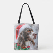 Springer Spaniel Hond Kerst Feestelijk Tote Bag (Achterkant)