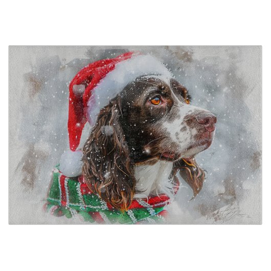 Springer Spaniel Hond Kerst Misviering Snijplank (Voorkant)