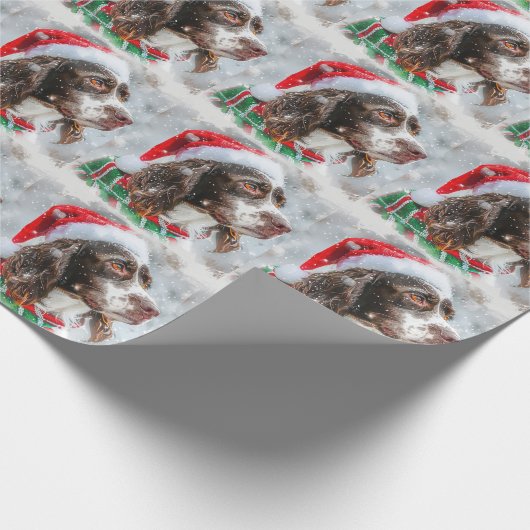 Springer Spaniel Hond Kerstfeest Cadeaupapier (Hoek)