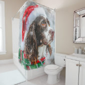 Springer Spaniel Hond Kerstfeest Douchegordijn (In situ)