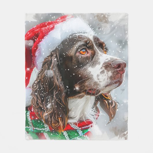 Springer Spaniel Hond Kerstfeest Fleece Deken (Voorkant)
