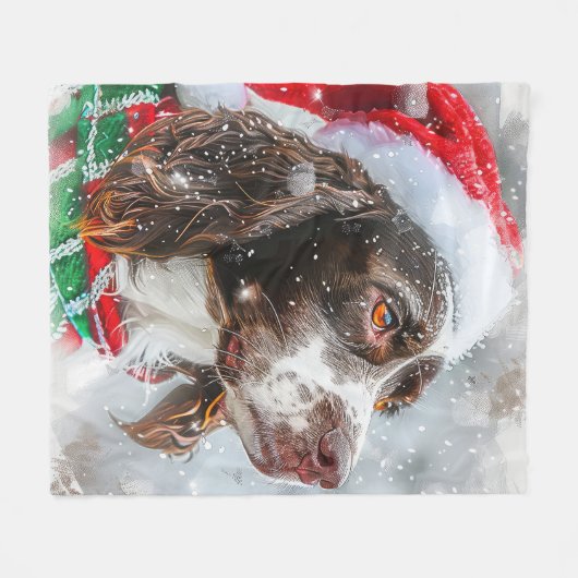 Springer Spaniel Hond Kerstfeest Fleece Deken (Voorkant (Horizontaal))