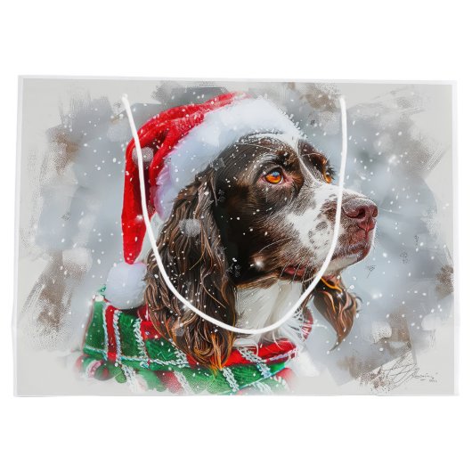 Springer Spaniel Hond Kerstfeest Groot Cadeauzakje (Achterkant)