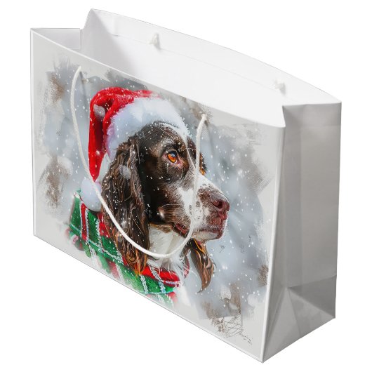 Springer Spaniel Hond Kerstfeest Groot Cadeauzakje (Achterkant Gekanteld)