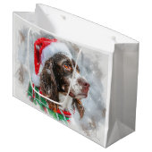 Springer Spaniel Hond Kerstfeest Groot Cadeauzakje (Voorkant Gekanteld)