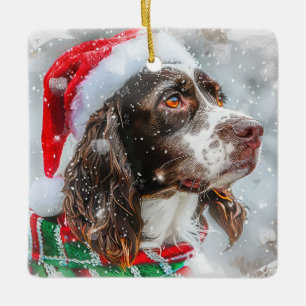 Springer Spaniel Hond Kerstfeest Keramisch Ornament
