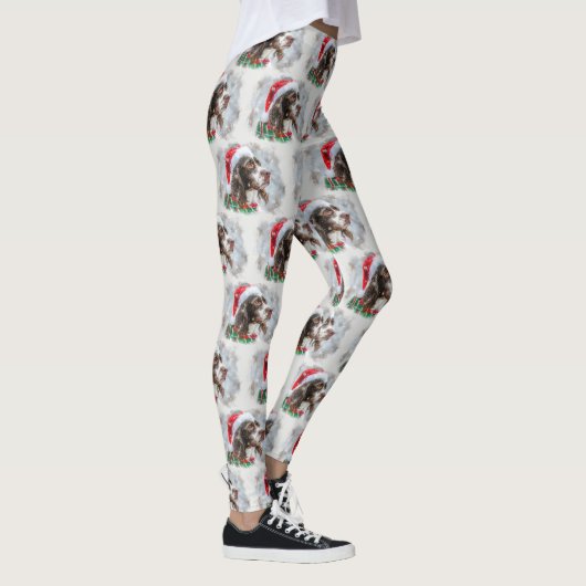 Springer Spaniel Hond Kerstfeest Leggings (Rechts)