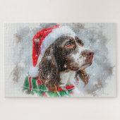 Springer Spaniel Hond Kerstfeest Legpuzzel (Horizontaal)