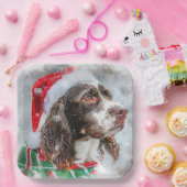 Springer Spaniel Hond Kerstfeest Papieren Bordje (Feest)