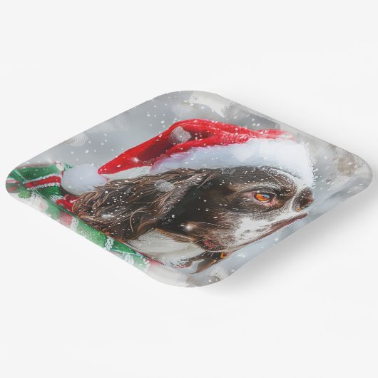 Springer Spaniel Hond Kerstfeest Papieren Bordje (Gebogen)
