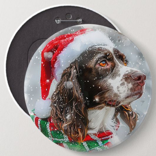 Springer Spaniel Hond Kerstfeest Ronde Button 6,0 Cm (Voorkant /achterkant)