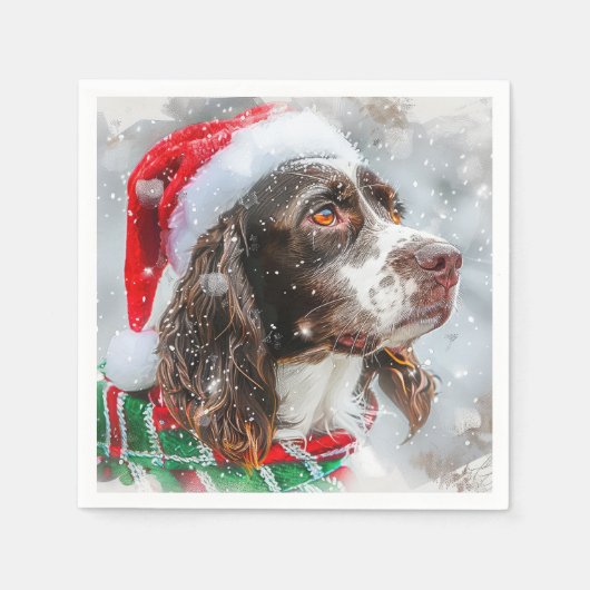 Springer Spaniel Hond Kerstfeest Servet (Voorkant)