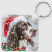 Springer Spaniel Hond Kerstfeest Sleutelhanger (Achterkant)