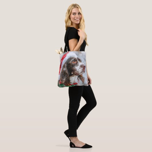 Springer Spaniel Hond Kerstfeest Tote Bag (Op model)