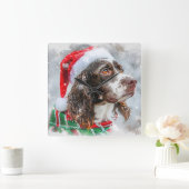 Springer Spaniel Hond Kerstfeest Vierkante Klok (Huis)