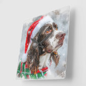Springer Spaniel Hond Kerstfeest Vierkante Klok (Hoek)