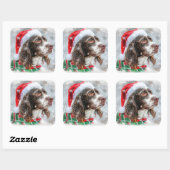 Springer Spaniel Hond Kerstfeest Vierkante Sticker (Vel)