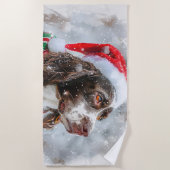Springer Spaniel hond Kerstmis Festief Strandlaken (Voorkant)