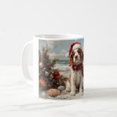 Springer Spaniel Hond Kerstmis Vintage Strand Koffiemok (Voorkant links)
