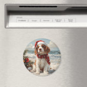 Springer Spaniel Hond Kerstmis Vintage Strand Magneet (Insitu (Vaatwasser))