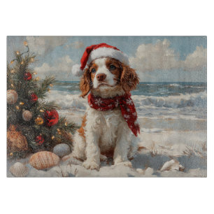 Springer Spaniel Hond Kerstmis Vintage Strand Snijplank