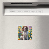 Springer Spaniel Hond Lente Bloemen Schilderij  Magneet (Insitu (Vaatwasser))