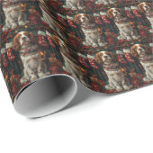 Springer Spaniel Hond Met Kerstcadeau Open haard Cadeaupapier (Rol Hoek)