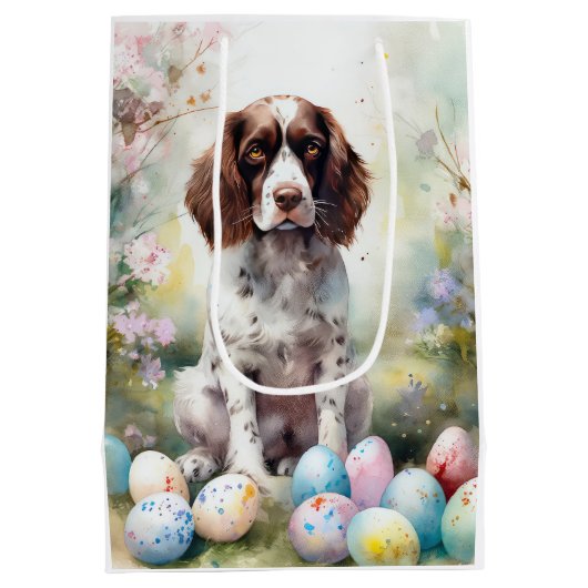 Springer Spaniël Hond met Paaseieren Vakantie Medium Cadeauzakje (Achterkant)
