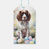Springer Spaniel hond met Pasen Eieren Vakantie Cadeaulabel (Voorkant)