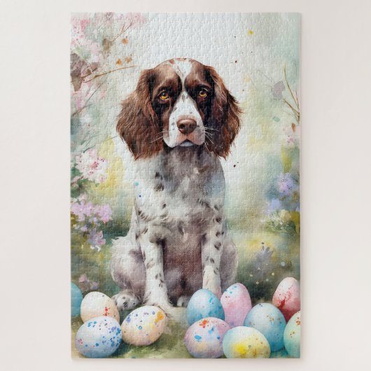 Springer Spaniel hond met Pasen Eieren Vakantie Legpuzzel (Verticaal)